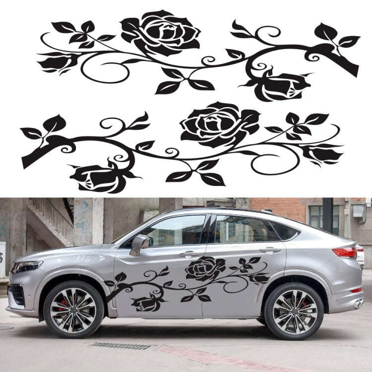2 PCS/Set D-545 Rose Pattern Car Modified Decorative Sticker(White)