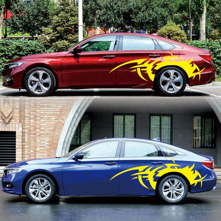 2 PCS/Set D-719 Flame Hot Wheel Pattern Car Modified Decorative Sticker(Yellow)