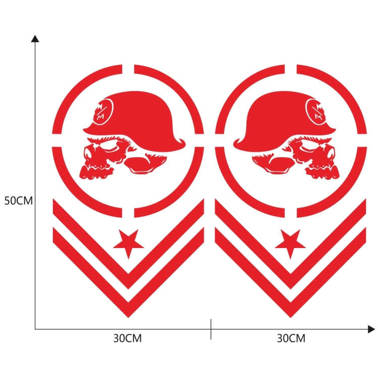 2 PCS/Set D-739 Skull Pattern Car Modified Decorative Sticker(Red)