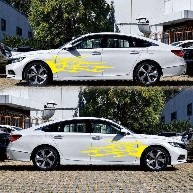 2 PCS/Set D-751 Flame Pattern Car Modified Decorative Sticker(Yellow)