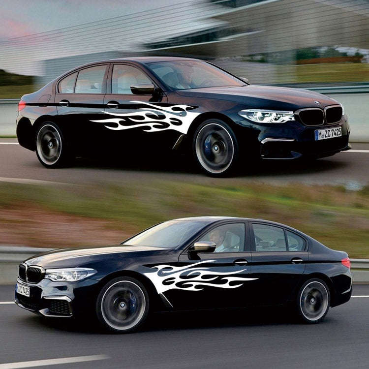 2 PCS/Set D-751 Flame Pattern Car Modified Decorative Sticker(White)