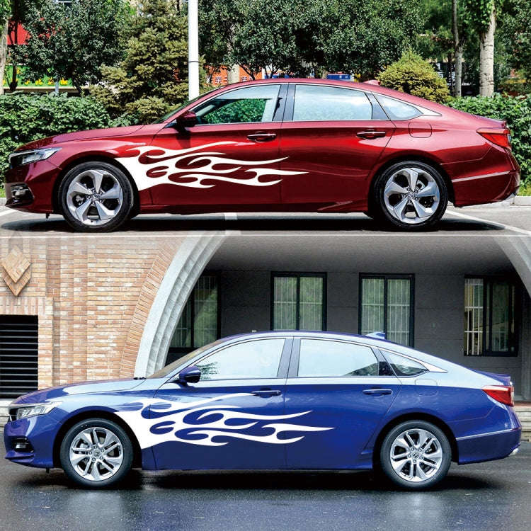 2 PCS/Set D-751 Flame Pattern Car Modified Decorative Sticker(White)
