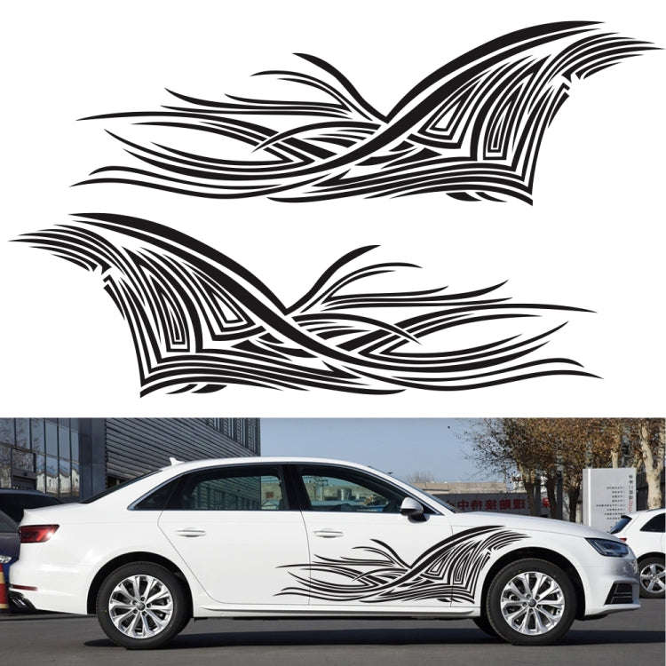 2 PCS/Set D-752 Lines Pattern Car Modified Decorative Sticker(Black)