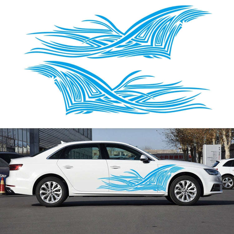 2 PCS/Set D-752 Lines Pattern Car Modified Decorative Sticker(Blue)