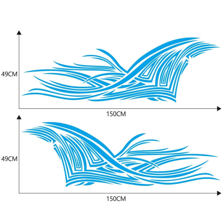 2 PCS/Set D-752 Lines Pattern Car Modified Decorative Sticker(Blue)