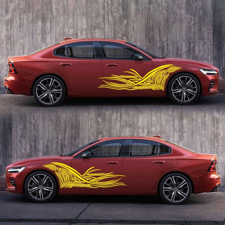 2 PCS/Set D-752 Lines Pattern Car Modified Decorative Sticker(Yellow)