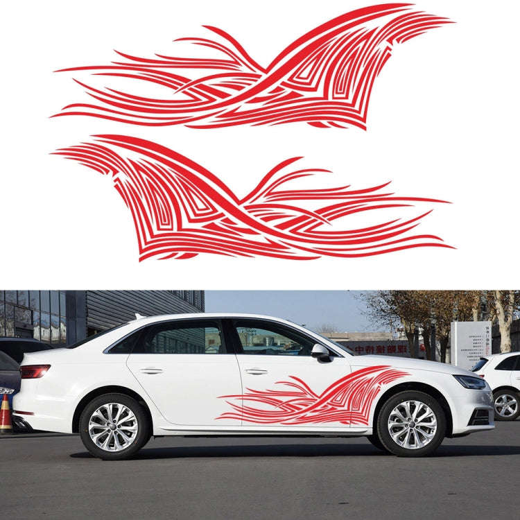 2 PCS/Set D-752 Lines Pattern Car Modified Decorative Sticker(Red)