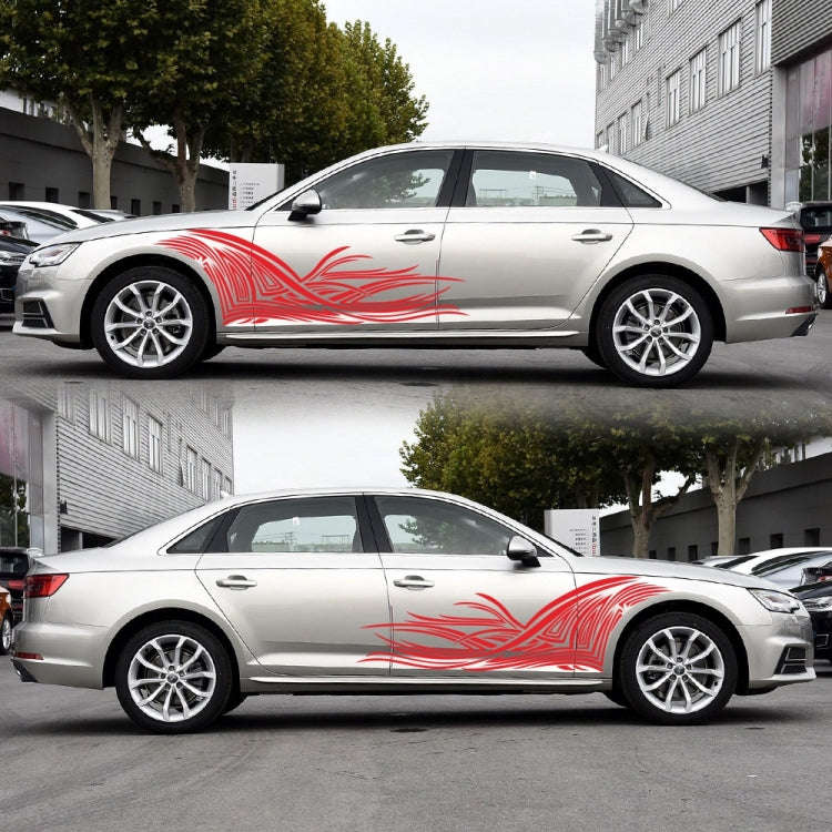2 PCS/Set D-752 Lines Pattern Car Modified Decorative Sticker(Red)