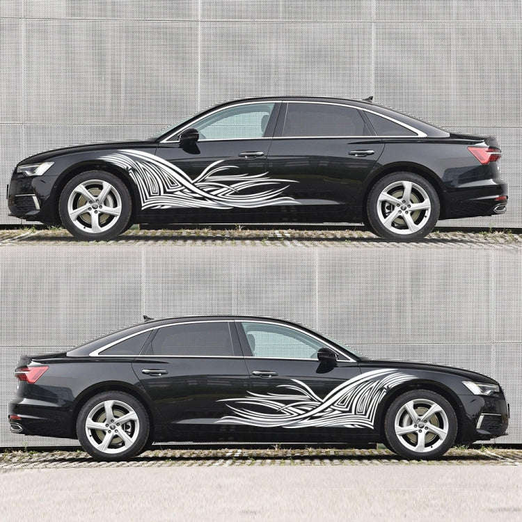 2 PCS/Set D-752 Lines Pattern Car Modified Decorative Sticker(White)