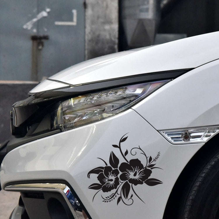 D-798 Flowers Bloom Pattern Car Modified Decorative Sticker(Black)