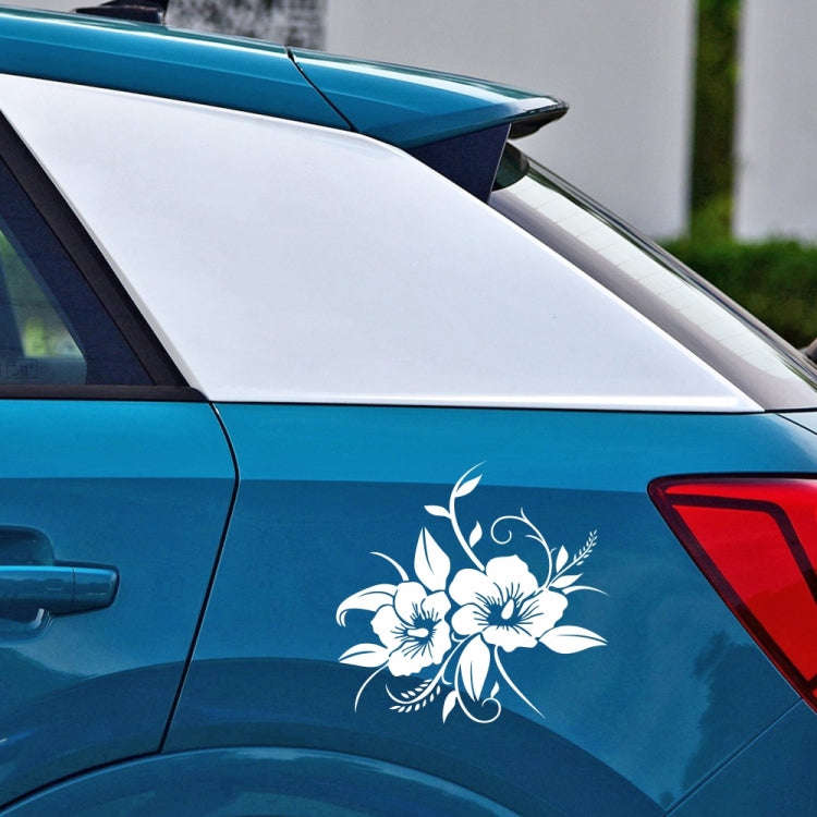 D-798 Flowers Bloom Pattern Car Modified Decorative Sticker(White)