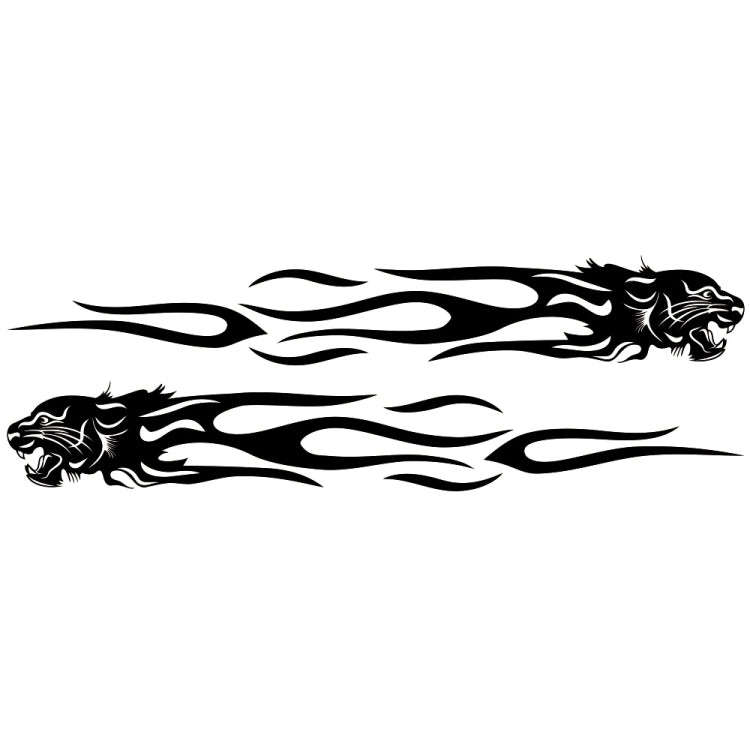 2 PCS/Set D-815 Flame Lion Pattern Car Modified Decorative Sticker(Black)