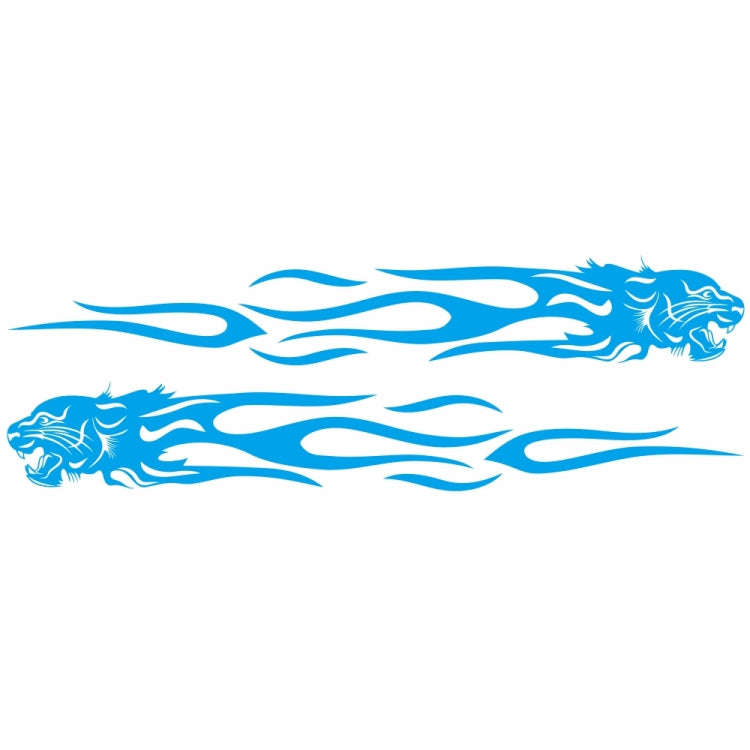 2 PCS/Set D-815 Flame Lion Pattern Car Modified Decorative Sticker(Blue)