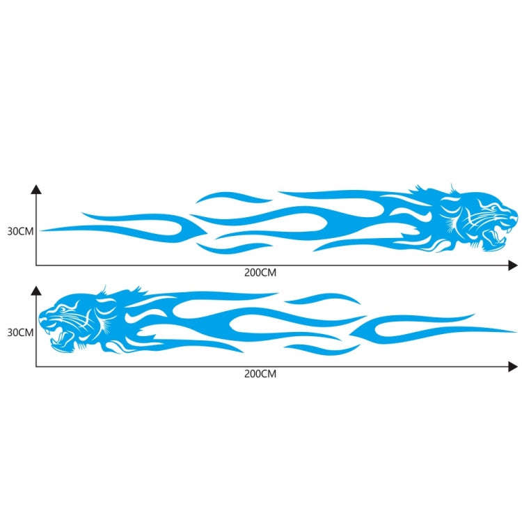 2 PCS/Set D-815 Flame Lion Pattern Car Modified Decorative Sticker(Blue)
