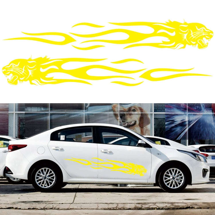 2 PCS/Set D-815 Flame Lion Pattern Car Modified Decorative Sticker(Yellow)