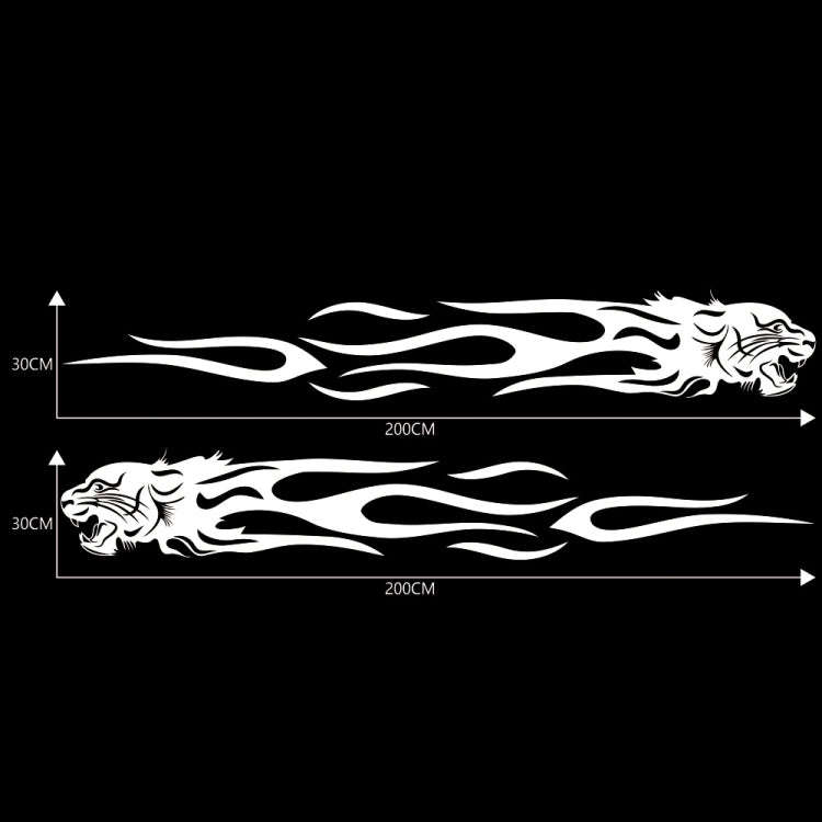 2 PCS/Set D-815 Flame Lion Pattern Car Modified Decorative Sticker(White)