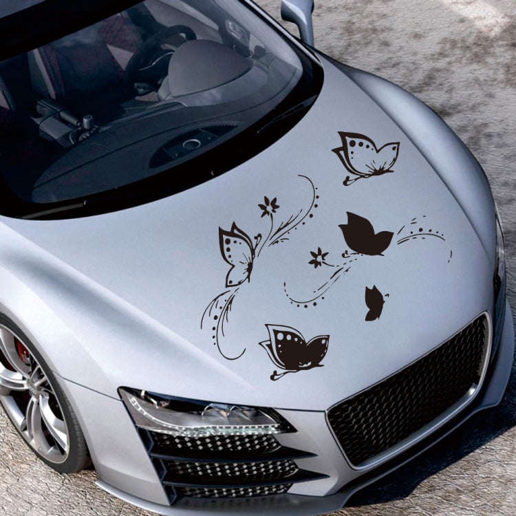 D-907 Butterflies Pattern Car Modified Decorative Sticker(Black)