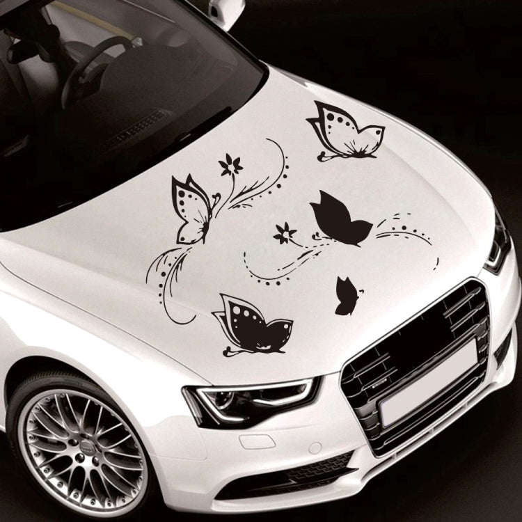 D-907 Butterflies Pattern Car Modified Decorative Sticker(Black)