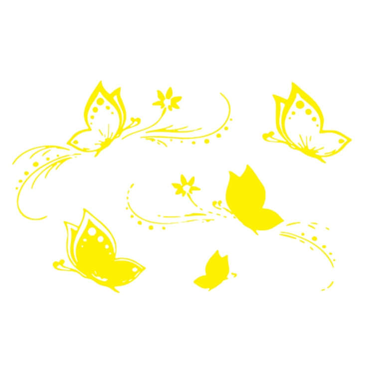 D-907 Butterflies Pattern Car Modified Decorative Sticker(Yellow)