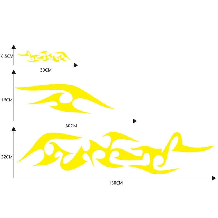 2 PCS/Set D-925 Flame Pattern Car Modified Decorative Sticker(Yellow)