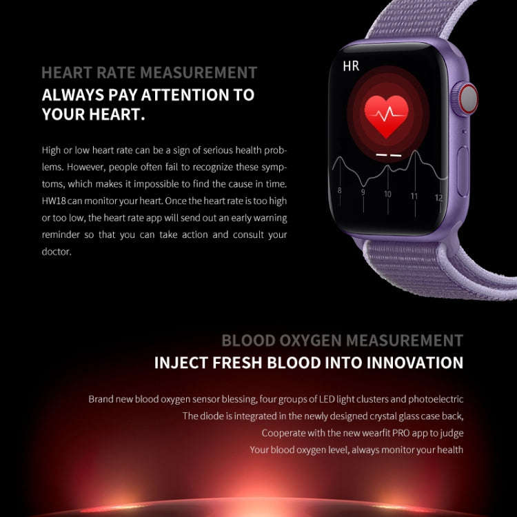 HW18 1.6 inch TFT Screen Smart Watch, Support Bluetooth Call / 3D Dynamic UI Interaction(Purple)