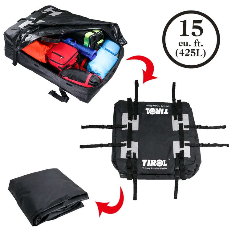 TIROL T24528 15 Cubic Foot Car Universal Rainproof Roof Luggage Outdoor Camper Roof Bag