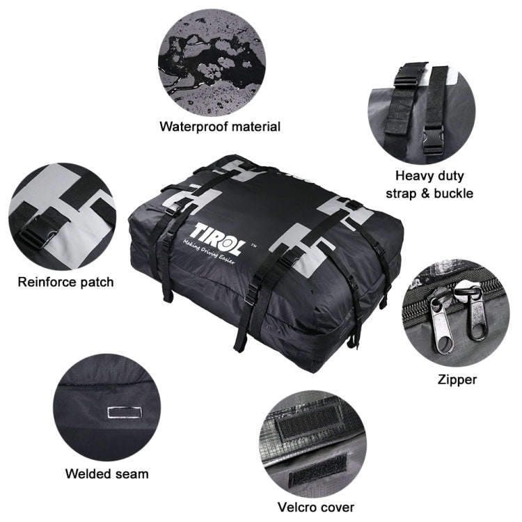 TIROL T24528 15 Cubic Foot Car Universal Rainproof Roof Luggage Outdoor Camper Roof Bag