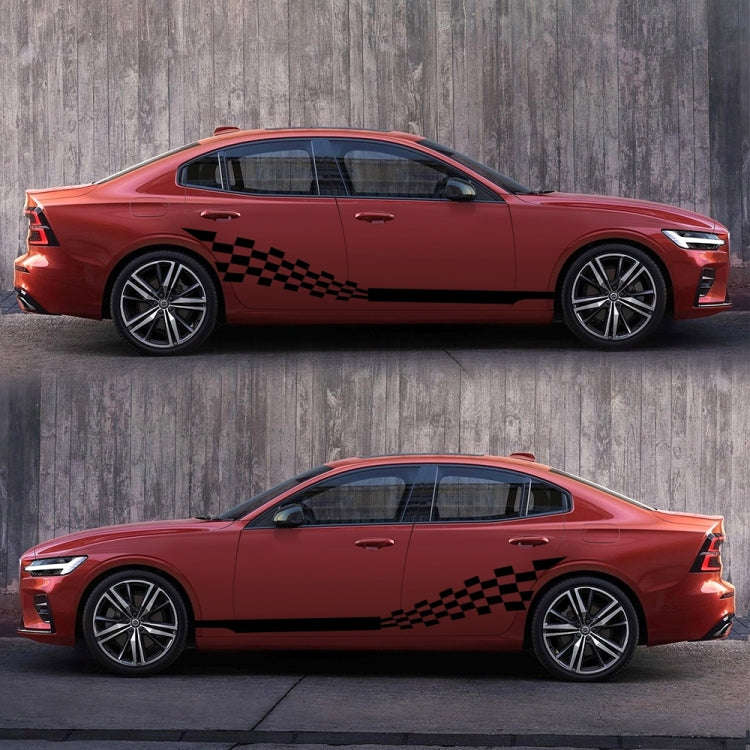 2 PCS/Set D-944 Striped Plaid Pattern Car Modified Decorative Sticker(Black)