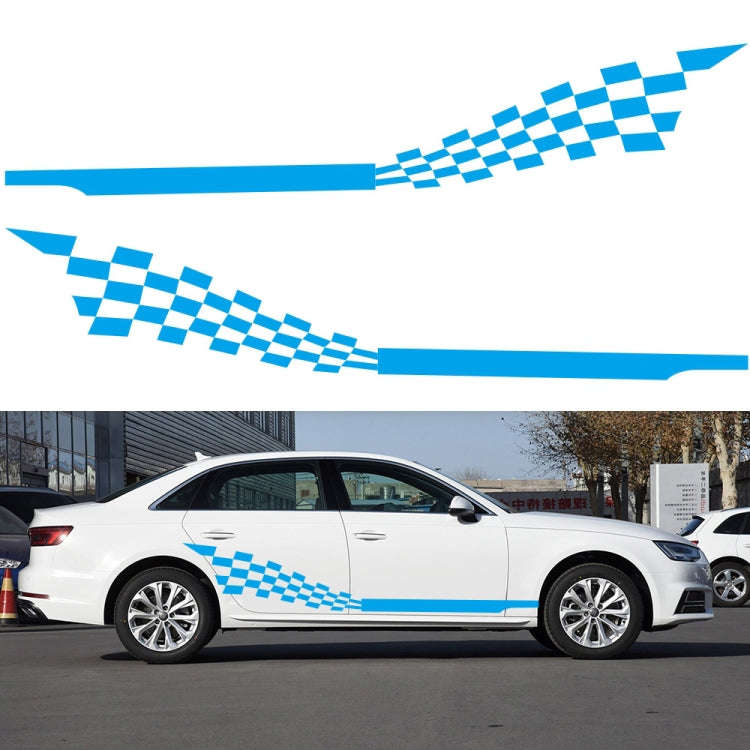 2 PCS/Set D-944 Striped Plaid Pattern Car Modified Decorative Sticker(Blue)