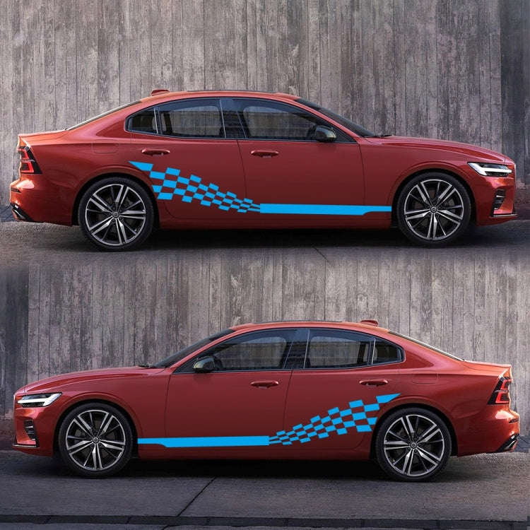 2 PCS/Set D-944 Striped Plaid Pattern Car Modified Decorative Sticker(Blue)