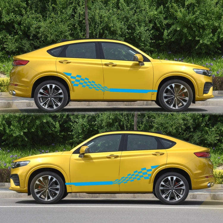 2 PCS/Set D-944 Striped Plaid Pattern Car Modified Decorative Sticker(Blue)