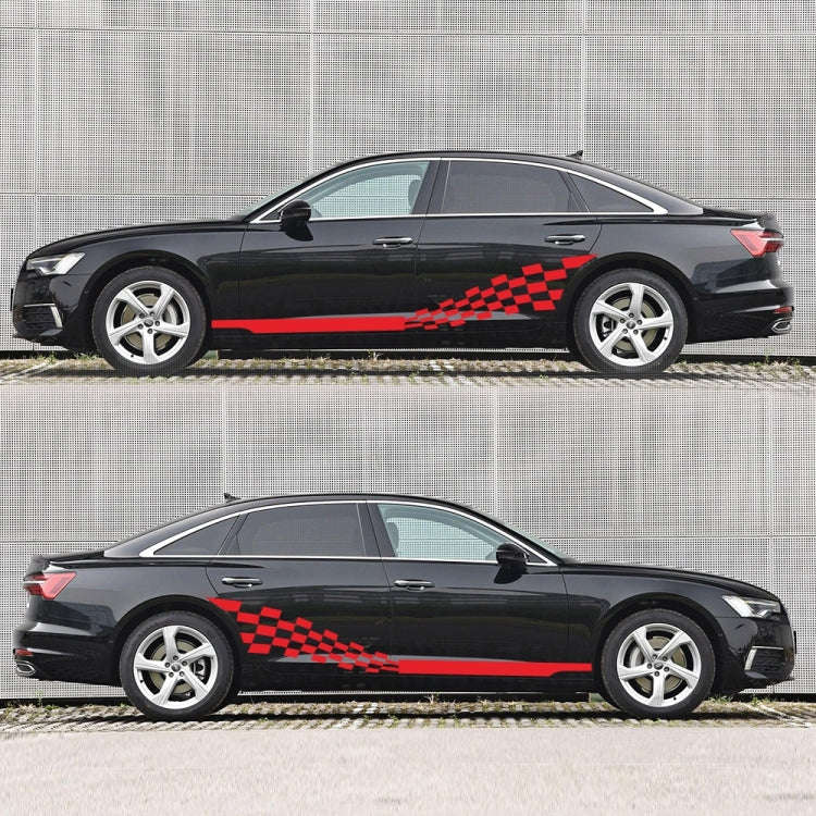 2 PCS/Set D-944 Striped Plaid Pattern Car Modified Decorative Sticker(Red)