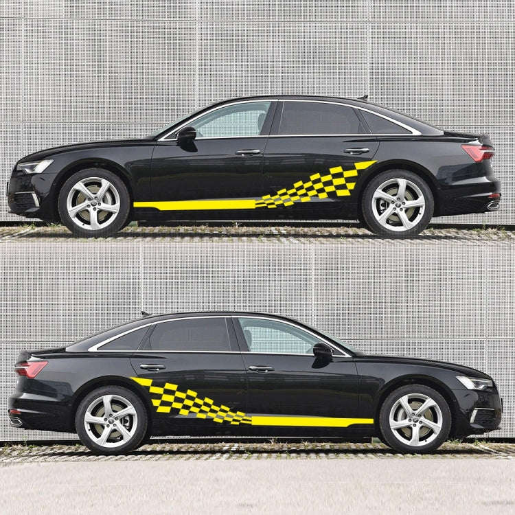 2 PCS/Set D-944 Striped Plaid Pattern Car Modified Decorative Sticker(Yellow)