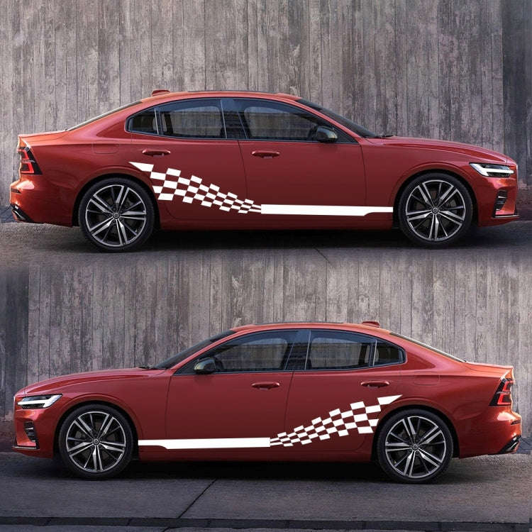 2 PCS/Set D-944 Striped Plaid Pattern Car Modified Decorative Sticker(White)