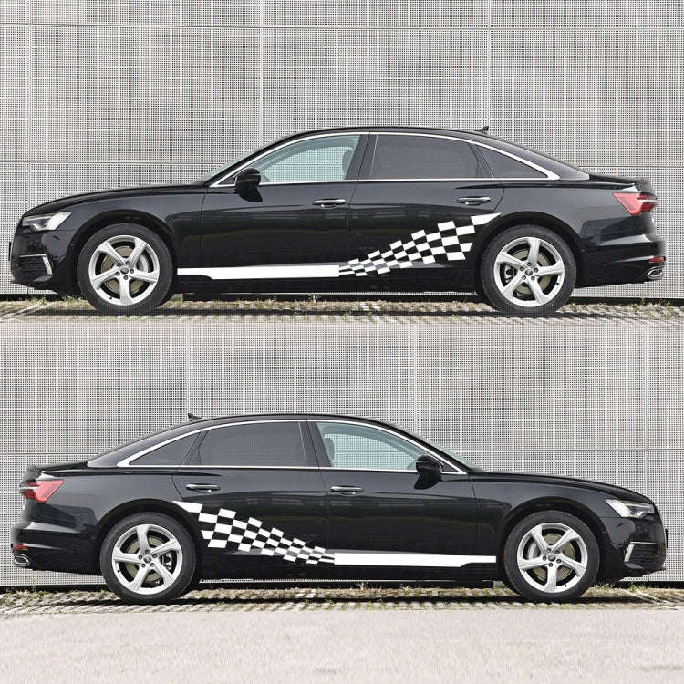 2 PCS/Set D-944 Striped Plaid Pattern Car Modified Decorative Sticker(White)
