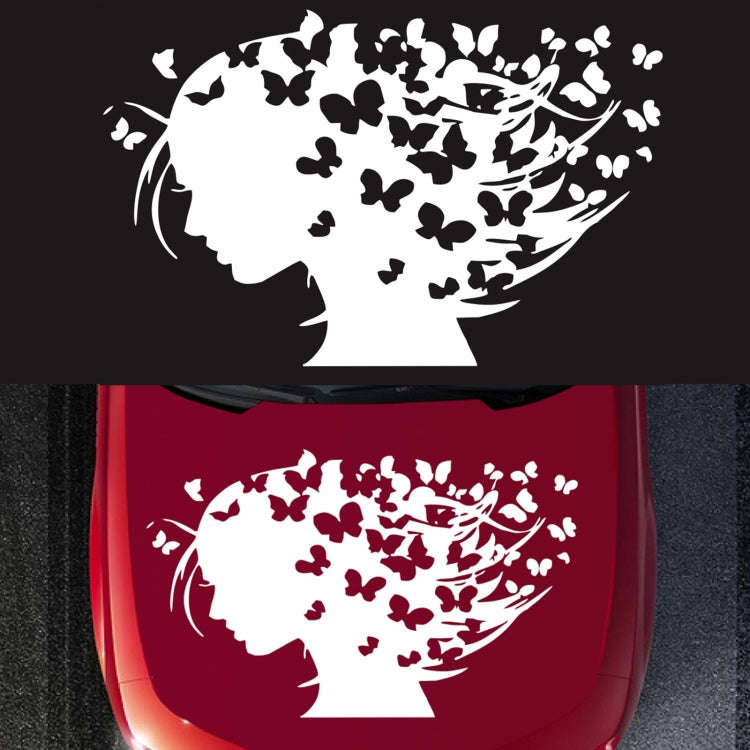 D-956 Butterfly Girl Pattern Car Modified Decorative Sticker(White)