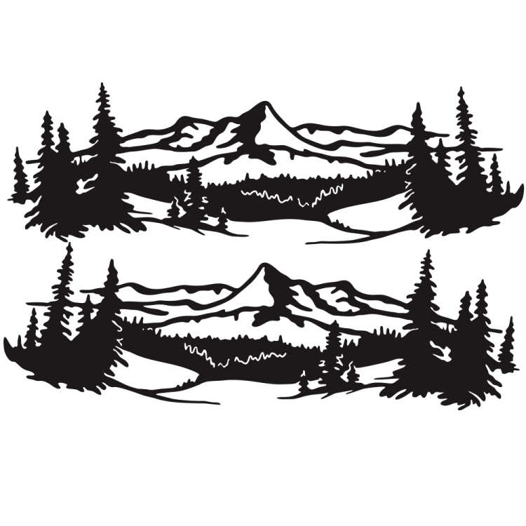 2 PCS/Set D-957 Mountains Pattern Car Modified Decorative Sticker(Black)