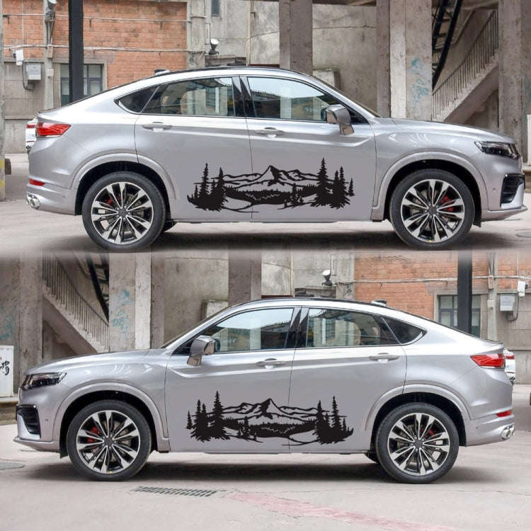 2 PCS/Set D-957 Mountains Pattern Car Modified Decorative Sticker(Black)