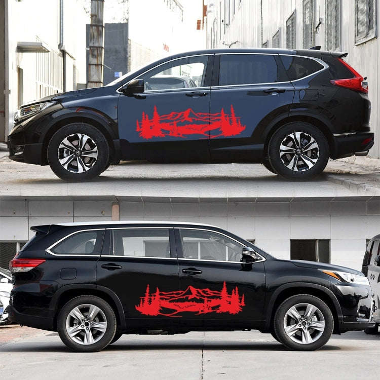 2 PCS/Set D-957 Mountains Pattern Car Modified Decorative Sticker(Red)