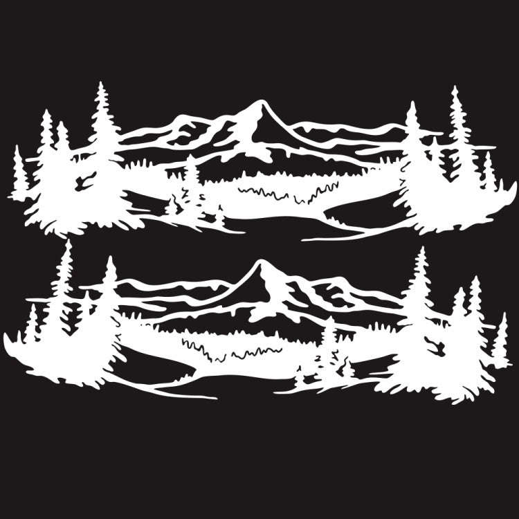 2 PCS/Set D-957 Mountains Pattern Car Modified Decorative Sticker(White)