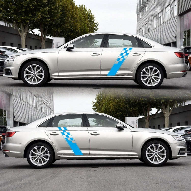2 PCS/Set D-962 Checkered Flag Pattern Car Modified Decorative Sticker(Blue)