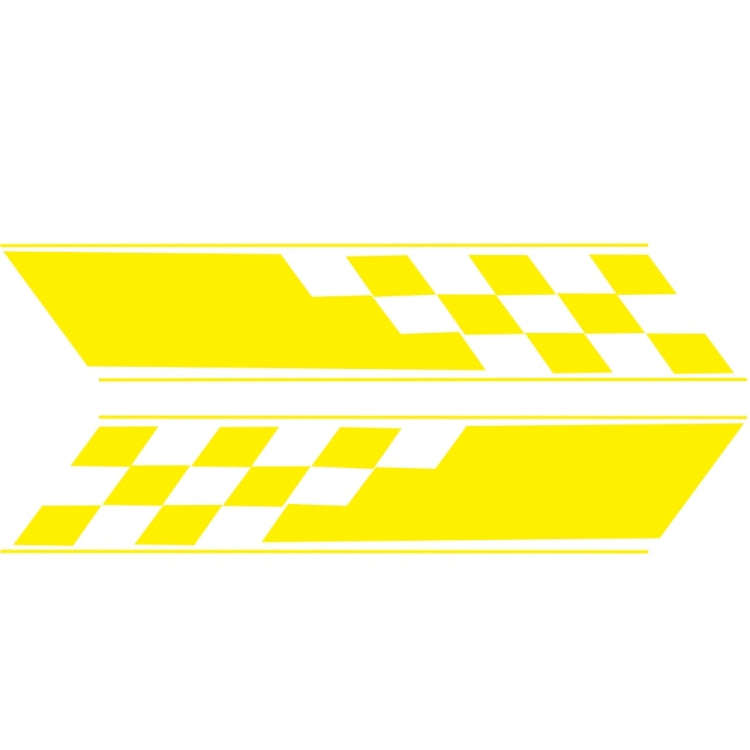 2 PCS/Set D-962 Checkered Flag Pattern Car Modified Decorative Sticker(Yellow)
