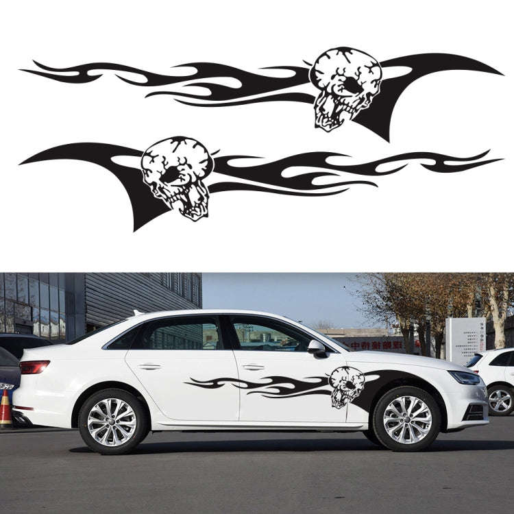 2 PCS/Set D-964 Skull Flame Pattern Car Modified Decorative Sticker(Black)
