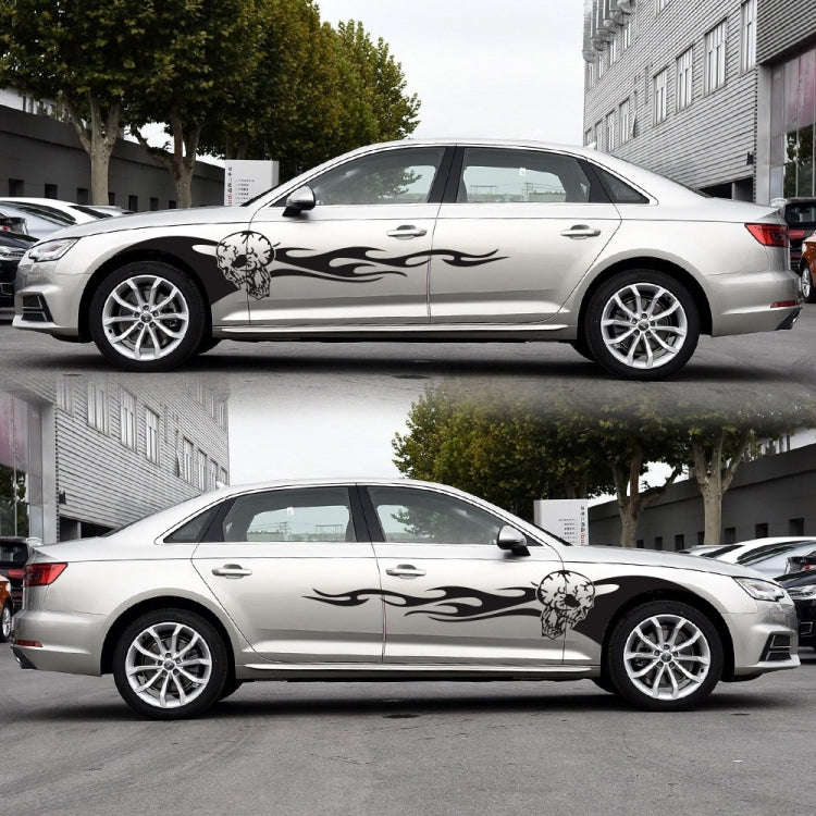 2 PCS/Set D-964 Skull Flame Pattern Car Modified Decorative Sticker(Black)