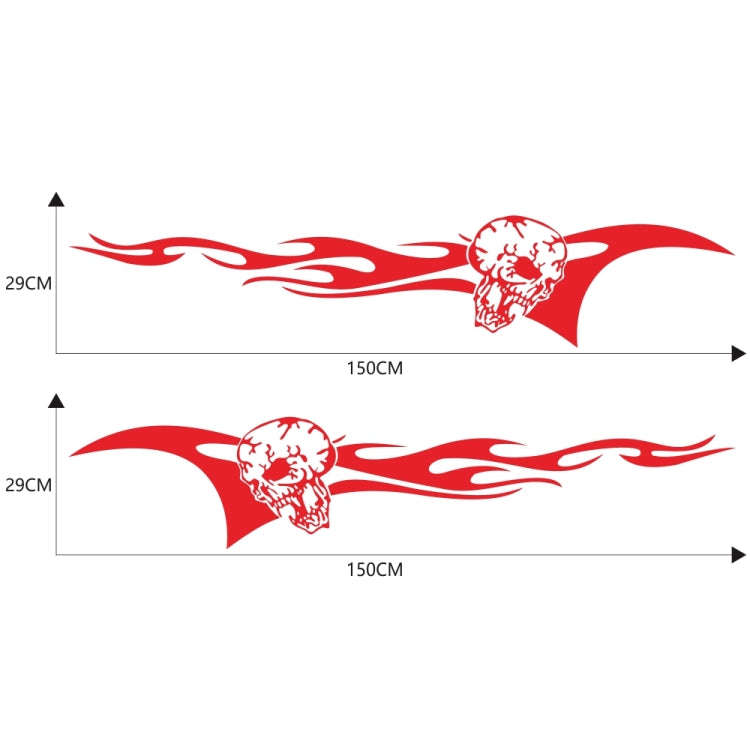 2 PCS/Set D-964 Skull Flame Pattern Car Modified Decorative Sticker(Red)