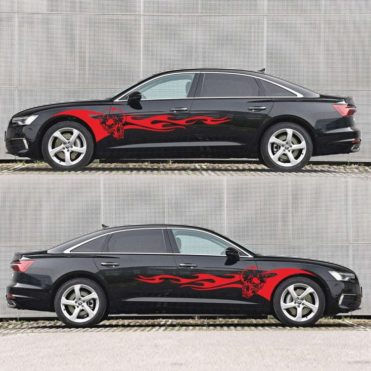 2 PCS/Set D-964 Skull Flame Pattern Car Modified Decorative Sticker(Red)