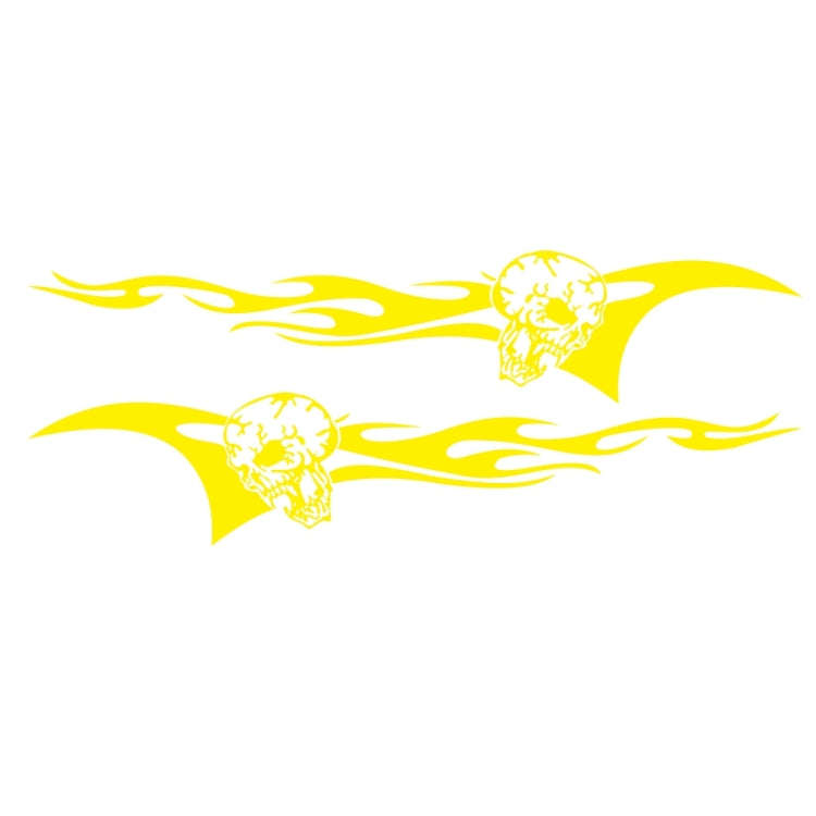 2 PCS/Set D-964 Skull Flame Pattern Car Modified Decorative Sticker(Yellow)
