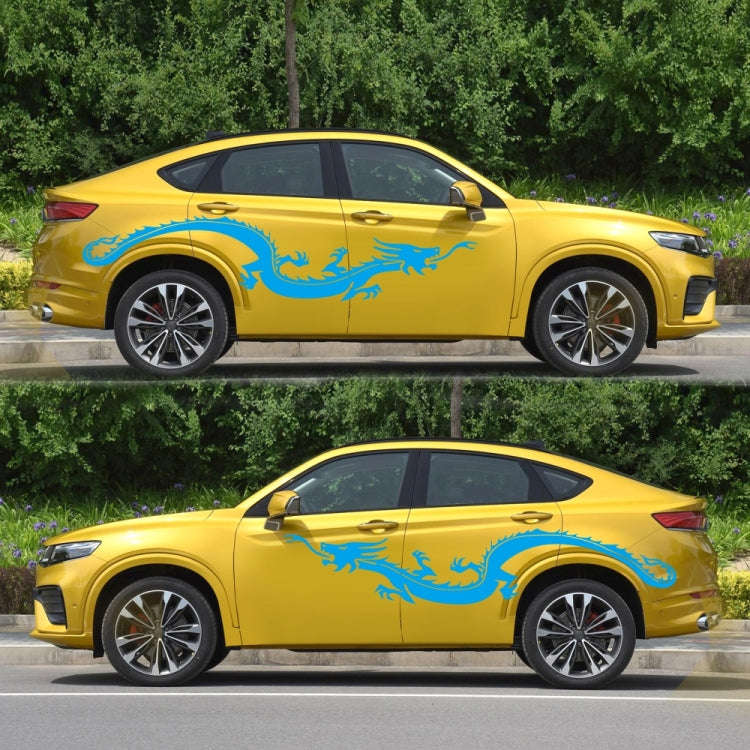 2 PCS/Set D-965 Dragon Pattern Car Modified Decorative Sticker(Blue)
