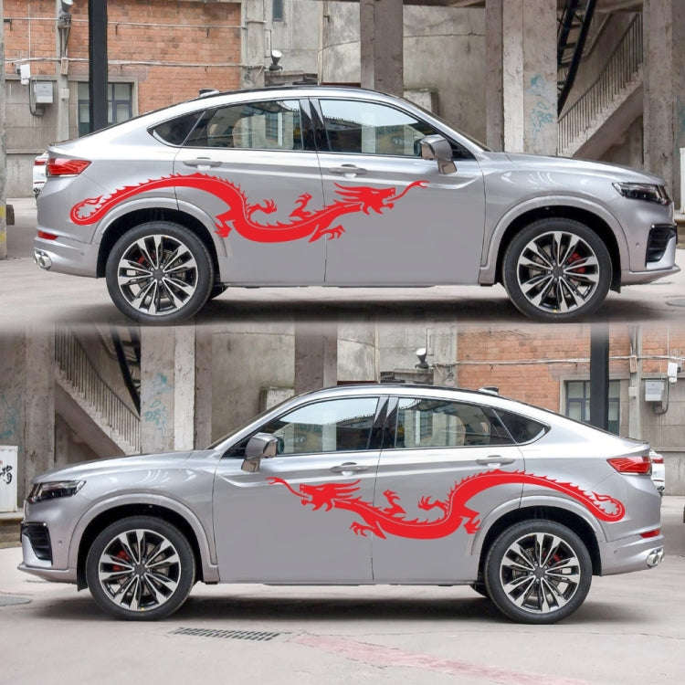 2 PCS/Set D-965 Dragon Pattern Car Modified Decorative Sticker(Red)