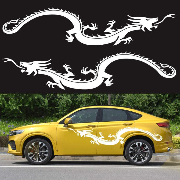 2 PCS/Set D-965 Dragon Pattern Car Modified Decorative Sticker(White)
